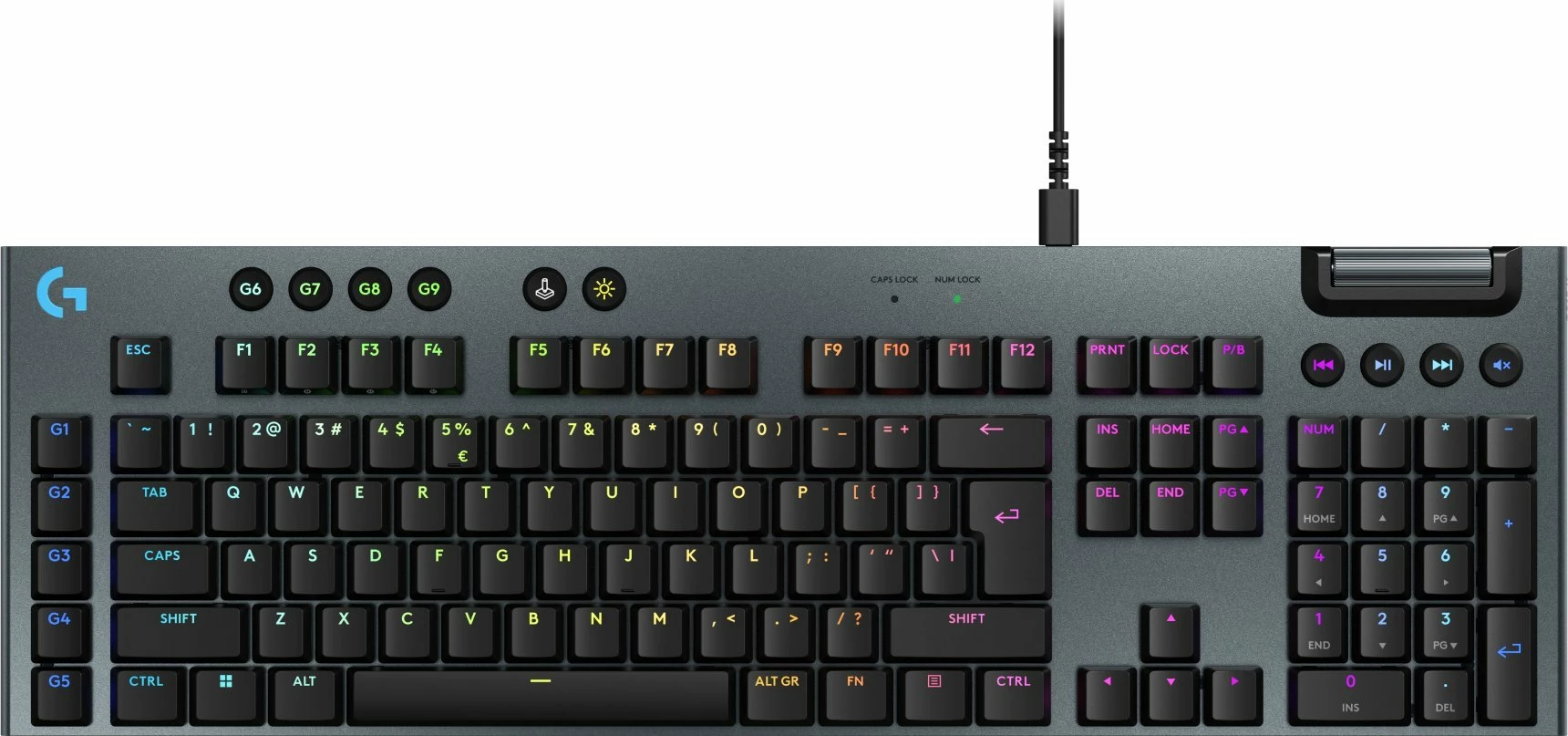 Tastierë gaming mekanike Logitech G915 X GL Tactile, full-size 100%, USB e lidhun, RGB, US INTL, e zezë