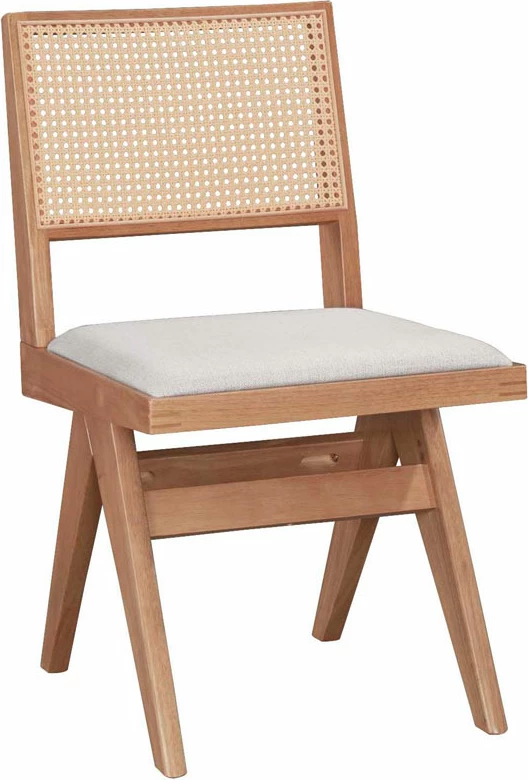 Karrige Winslow, dru kauçuku, ngjyrë arre të lehtë, ratan PVC natyral, pëlhurë gri, set prej 2 copë