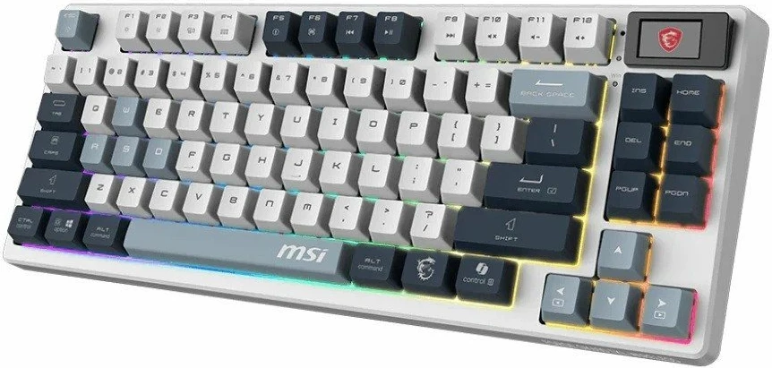 Tastierë gaming MSI Forge GK600 TKL Wireless, mekanike linear, RGB, hot-swap, 2.4GHz/Bluetooth/USB-C, US INTL, e bardhë