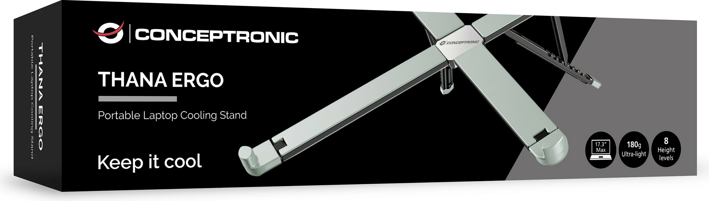 Mbajtëse laptopi Conceptronic ERGO, për 17.3", deri 5kg, palosshme, gri