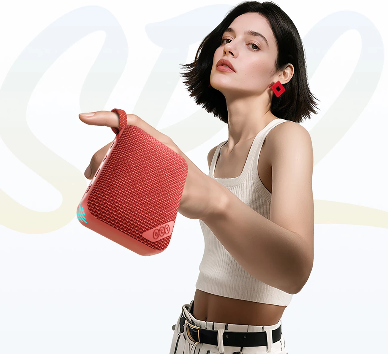 Altoparlant Bluetooth QCY SP2, 5 W, Bluetooth 5.3, IP67, RGB, TWS Stereo, microSD, 1000 mAh, i kuq