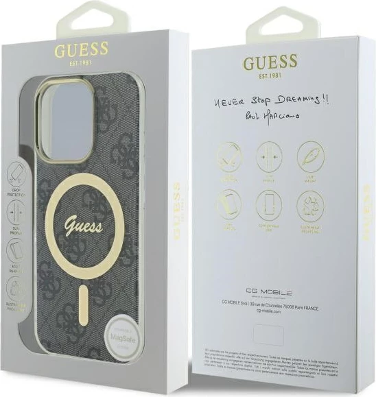 Mbështjellës Guess IML 4G MagSafe për iPhone 16 Pro Max, Zi
