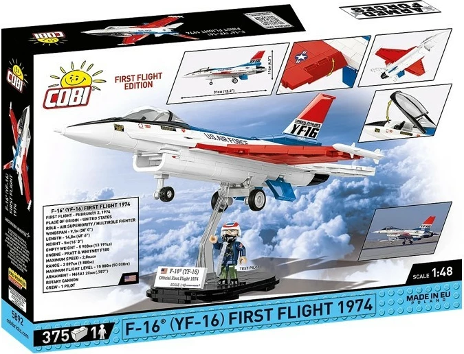 Set blloqe ndërtimi, Cobi, F-16 (YF-16) First Flight 1974 COBI-5892, 375 pjesë, shkallë 1:48, seri Armed Forces
