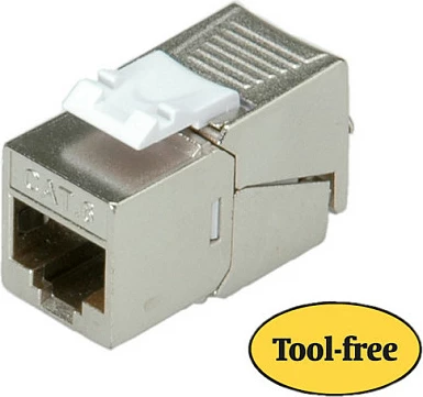 Keystone Jack ROLINE Cat.6 RJ-45, shielded, toolless, slim, Silver