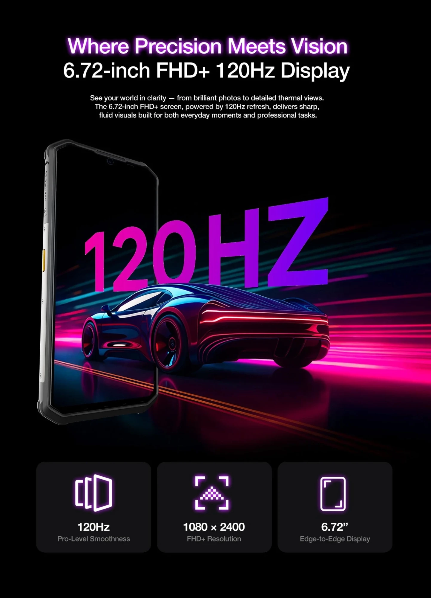 Celular AGM G3 Pro 12GB (+12GB) RAM / 512GB, kamerë termike, bateri 10000 mAh, zi/gri