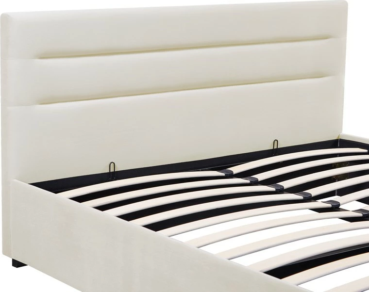 Krevat Molito kadife, ngjyrë ecru, me hapësirë për depo, 150x200cm