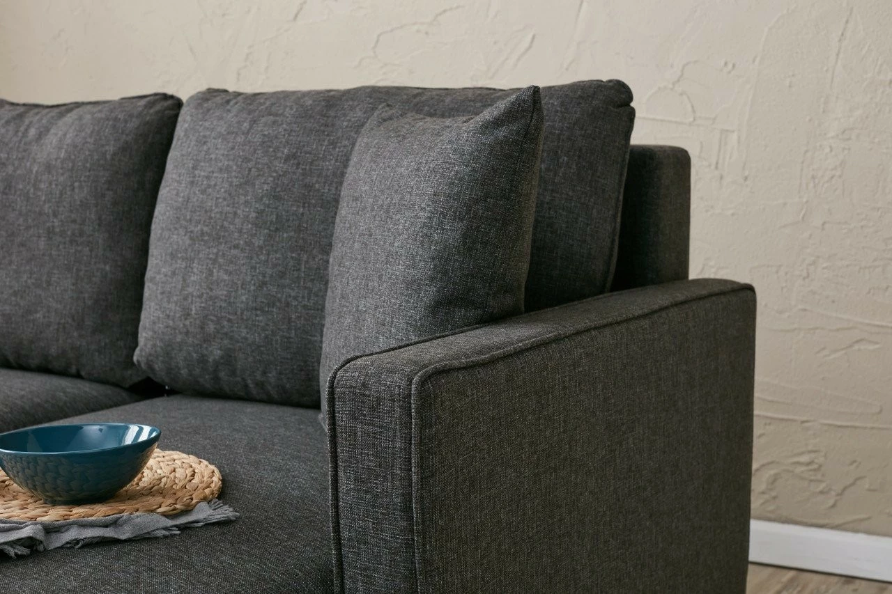 Këndare Eva, ngjyrë antracit, me pouf, Atelier del Sofa