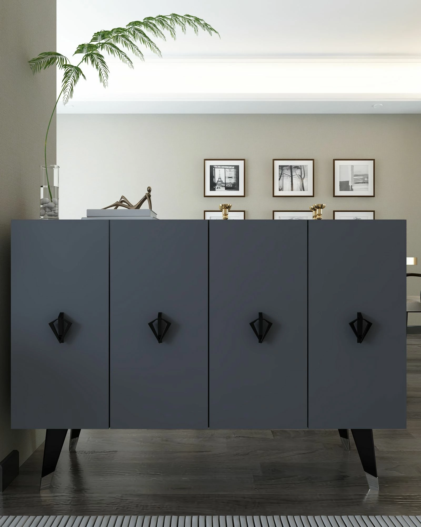 Konsol Skye Decor, anthracite, e zezë, argjend, 8166KM-32