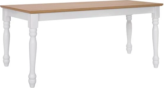 Stol për tavolinë ngrënieje, sedilje natyrale, kornizë e bardhë, FH8281, 120x40x46 cm