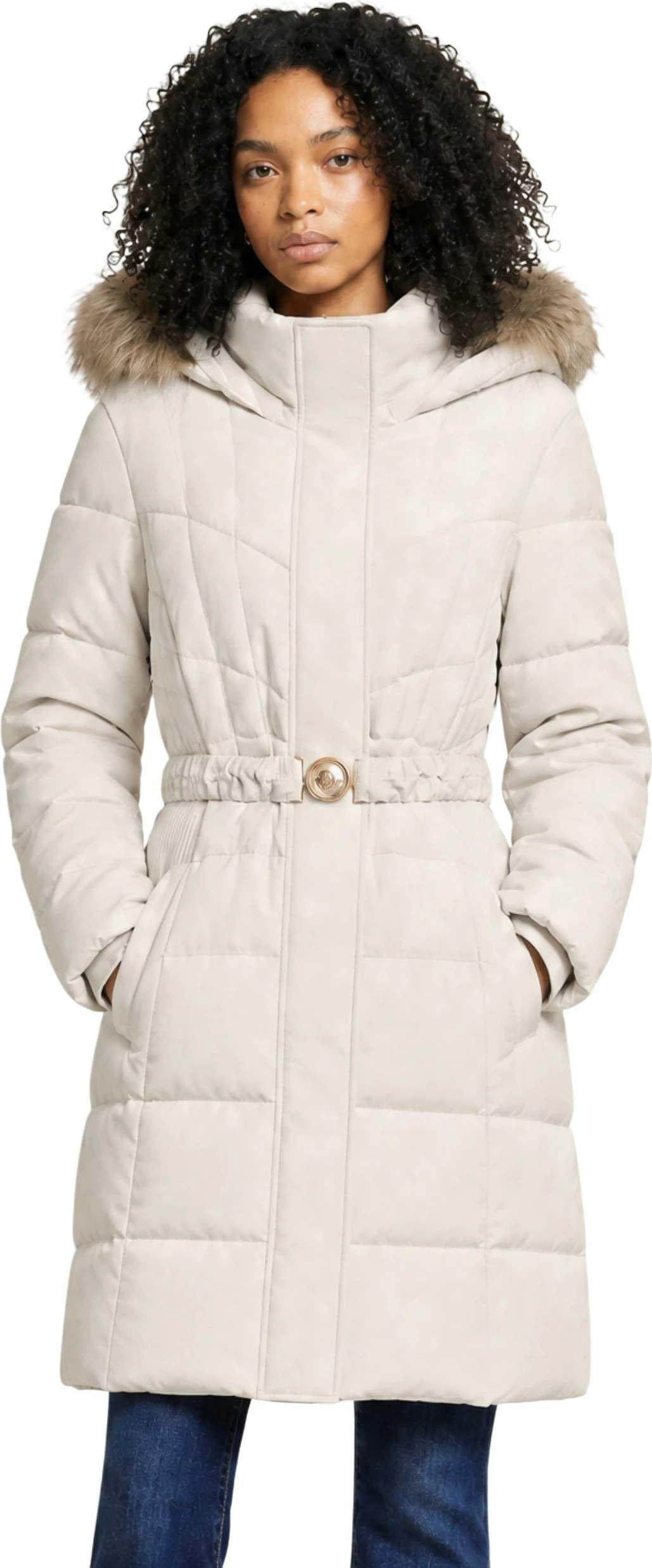 Pallto puffer për femra Guess Marina Medium RE W6BL37 W4085, bezhë e çelët