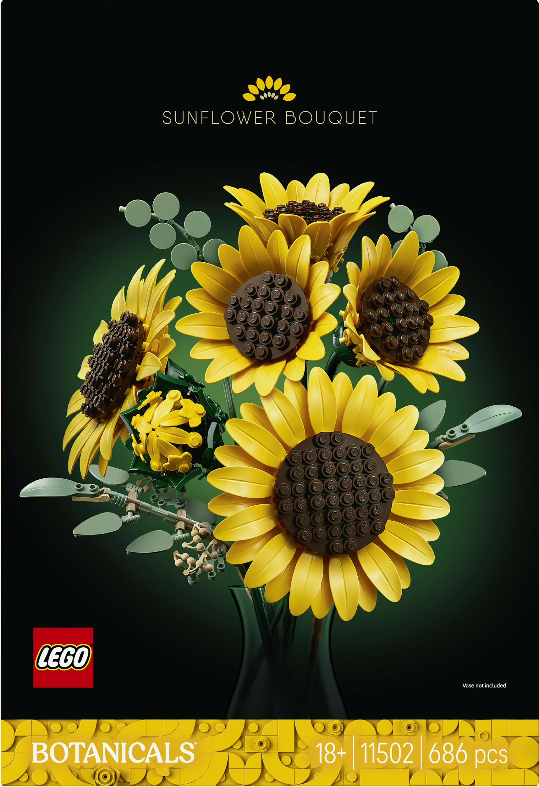 Set ndërtimi LEGO Botanicals Sunflower Bouquet 11502, 686 copë, 18+, shumëngjyrësh
