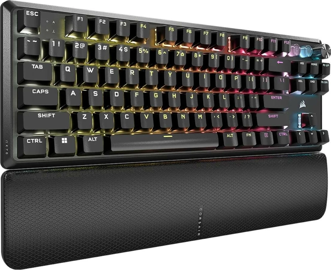 Tastierë Corsair K70 PRO TKL-MGX V2, RGB, US, me palm rest, e zezë