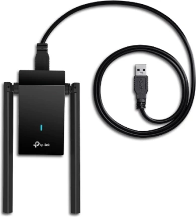 Adapter Wi‑Fi USB TP-LINK Archer TX20U Plus AX1800 Wi‑Fi 6, dual-band, dy antena high-gain, e zezë, me kabllo USB 3.0 1m