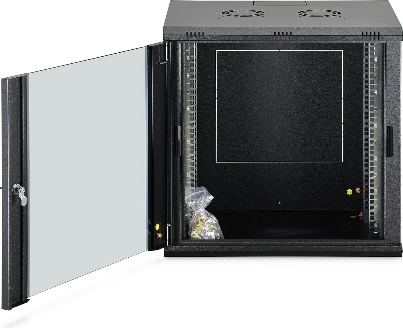 Kabinet rrjeti muror Digitus Dynamic-N 12U, 600x450mm, derë xhami me kyç, i zi