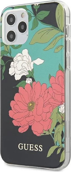 Mbështjellës Guess Flower Collection për iPhone 12 Pro Max 6.7", i zi, me lule