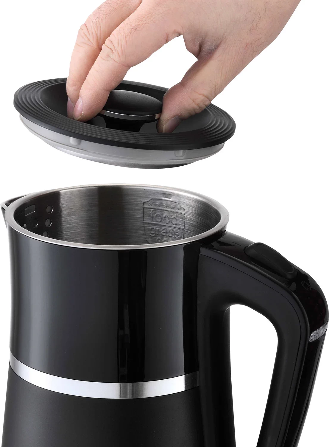Zierëse uji elektrike, Elit, ELEGANCE 1.7B, 1.7L 1850-2200W, mur i dyfishtë inox, bazë 360°, e zezë 7