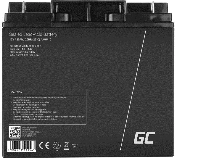 Bateri Green Cell AGM10 Radio-Controlled, 20000mAh,  e zezë