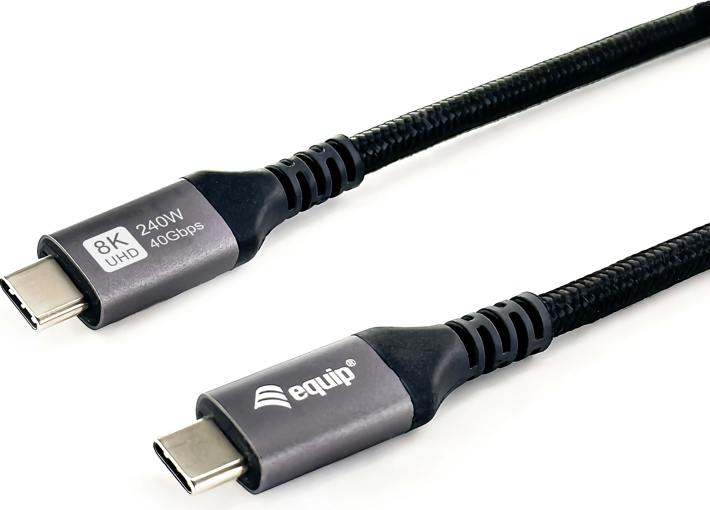 Kabllo USB-C në USB-C Equip 128380, USB4 40Gbps, PD 3.1 240W, 0.5m, e zezë