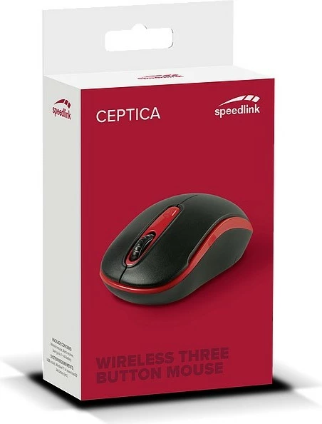 Maus Speedlink Ceptica, Optik, RF Wireless, 1600 DPI, Zi, Kuq
