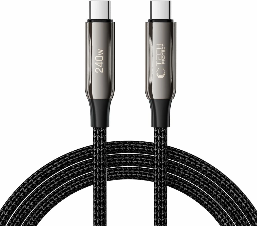 Kabllo USB-C Tech-Protect UB10T Ultraboost, 200cm, 240W, QC4.0, e zezë