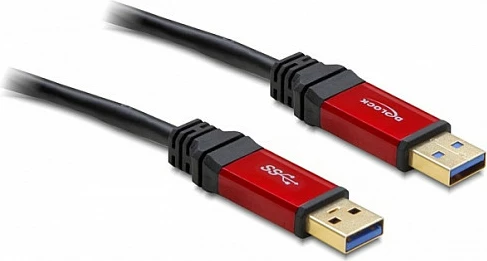Kabllo USB DeLOCK 1m USB-A në USB-A, USB 3.2 Gen 1, 5 Gbit/s, e kuqe/zezë