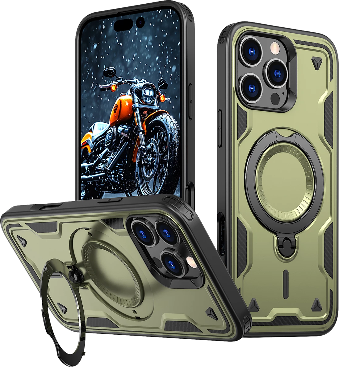 Mbështjellës Hurtel Hybrid Armor Trendy me MagSafe për iPhone 16 Pro Max, Jeshil