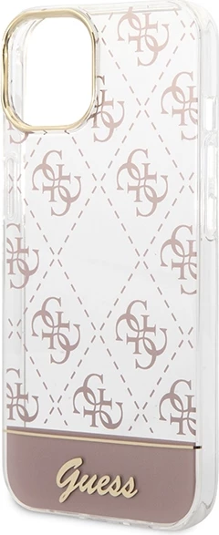 Mbështjellës Guess 4G Pattern Script për iPhone 14 Plus 6.7\", hardcase TPU/PC, rozë