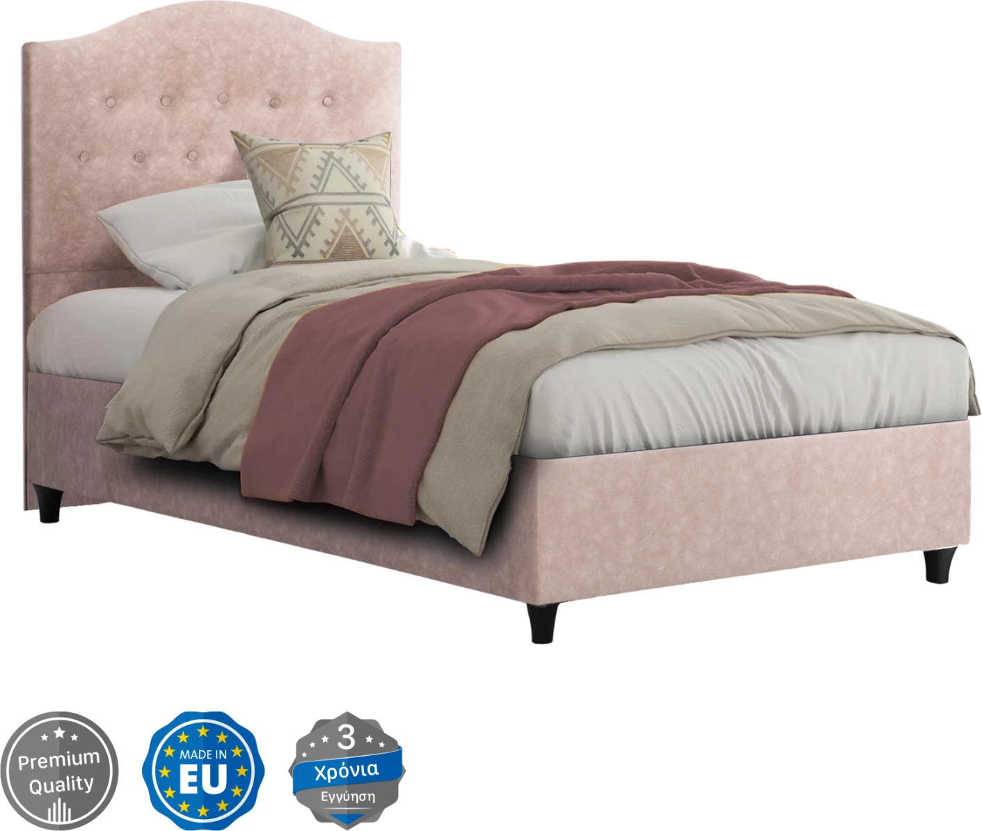 Krevat MALENA, kadife bezhë, 90x200, FH651.22