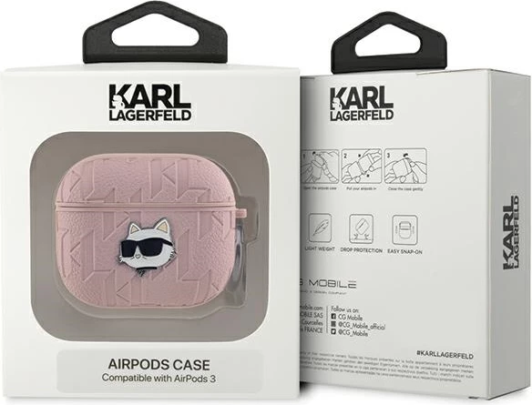 Mbështjellës Karl Lagerfeld Choupette Head për AirPods 3, rozë