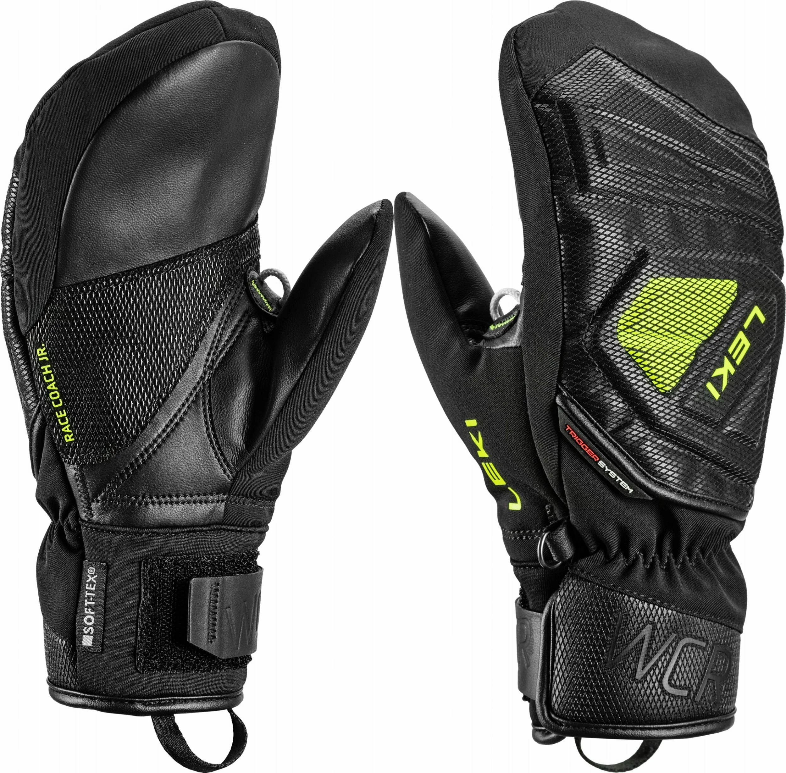 Doreza ski Leki WCR C-Tech 3D Jr. Mitt, madhësia 7, zi-verdhë limon