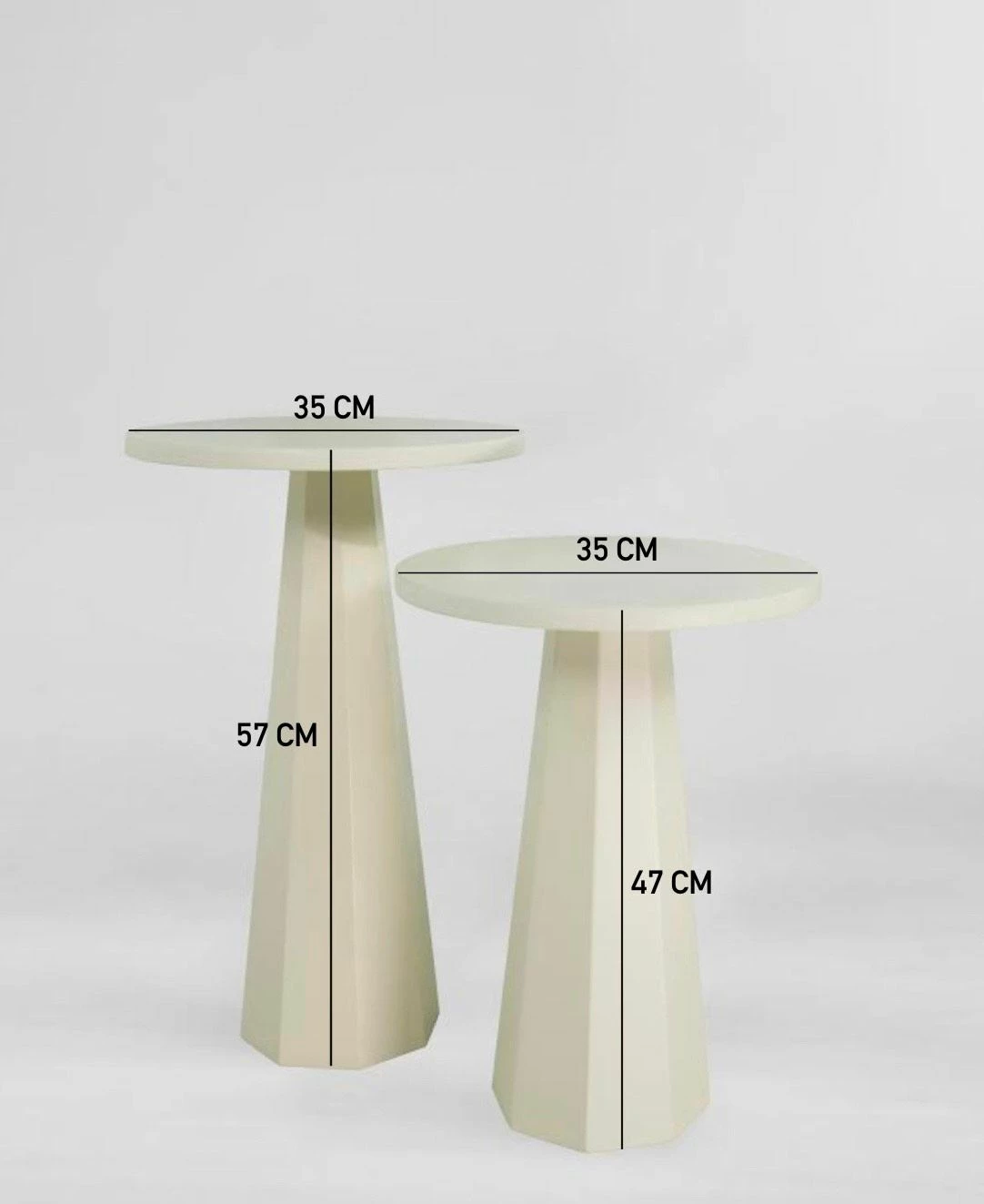 Set tavolinash anësore Skye Decor, Lilyum (57 + 47), krem