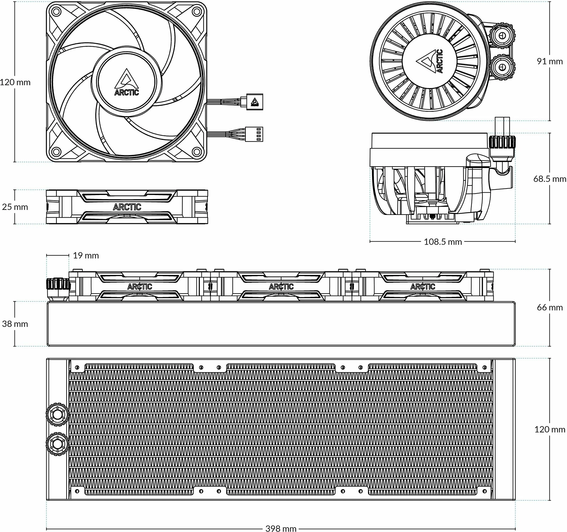 Sistem ftohjeje me ujë Arctic Liquid Freezer III Pro 360 ACFRE00180A, radiator 360 mm, 3x120 mm, i zi