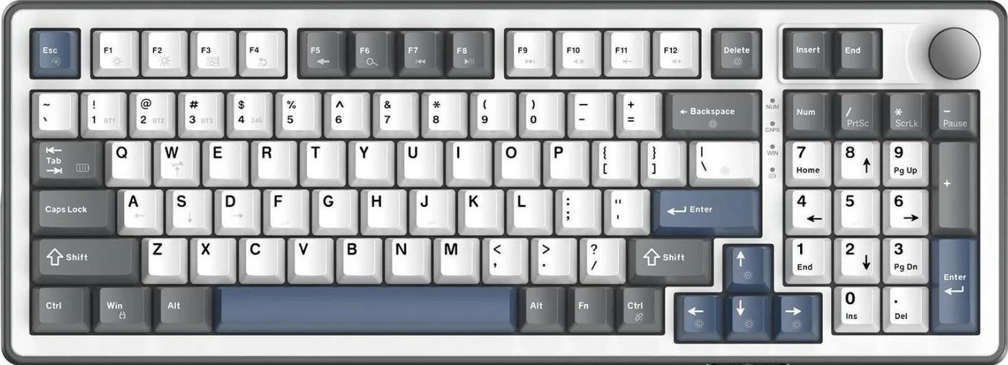 Tastierë gaming White Shark Excalibur, mekanike Hot-Swap KTT Wine Red, RGB, 98%, wireless/USB-C, US ANSI, bardhë-gri