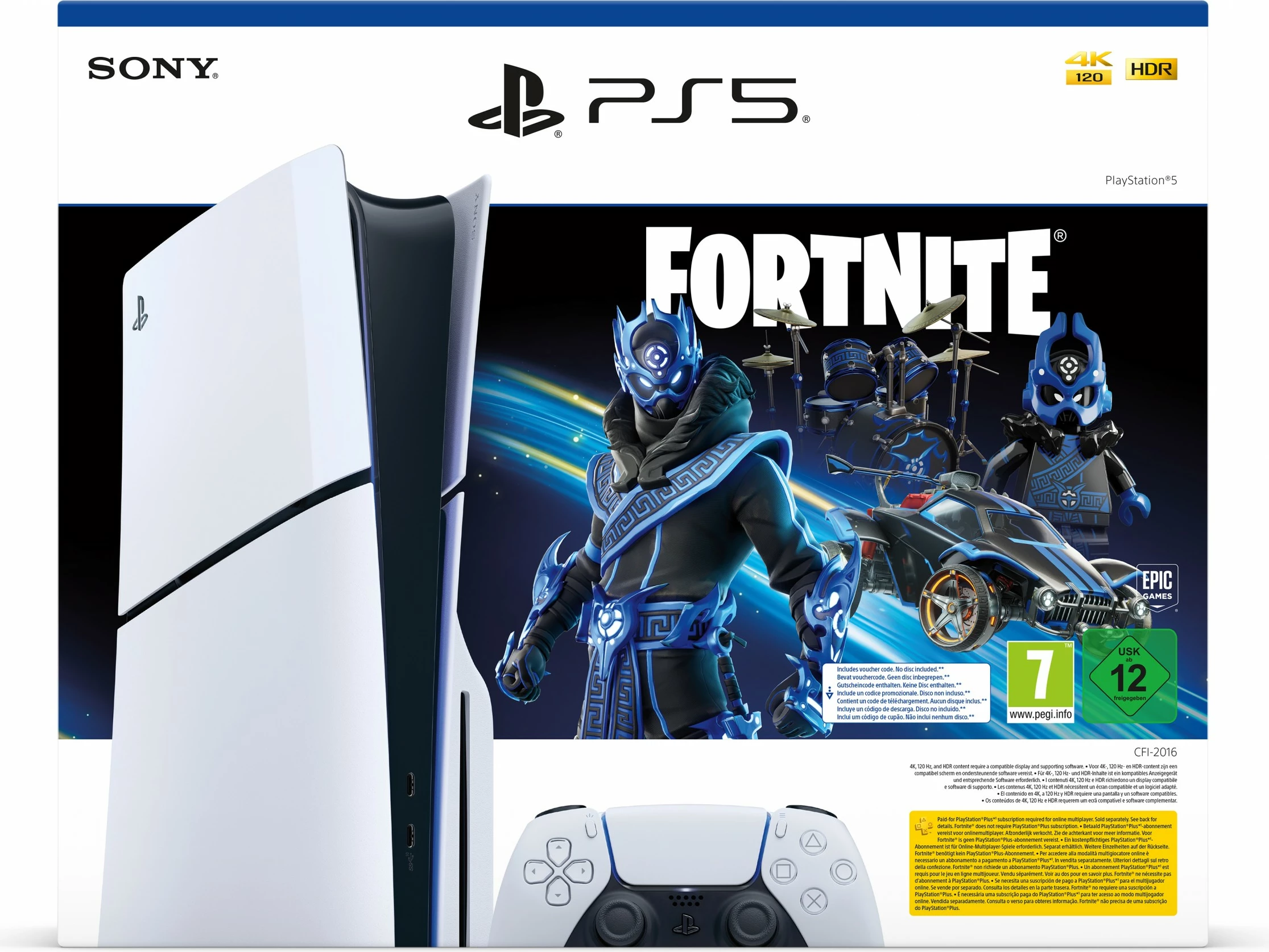 Konsolë Sony PlayStation 5 Slim Fortnite, 16 GB, 1 TB, e zezë, e bardhë