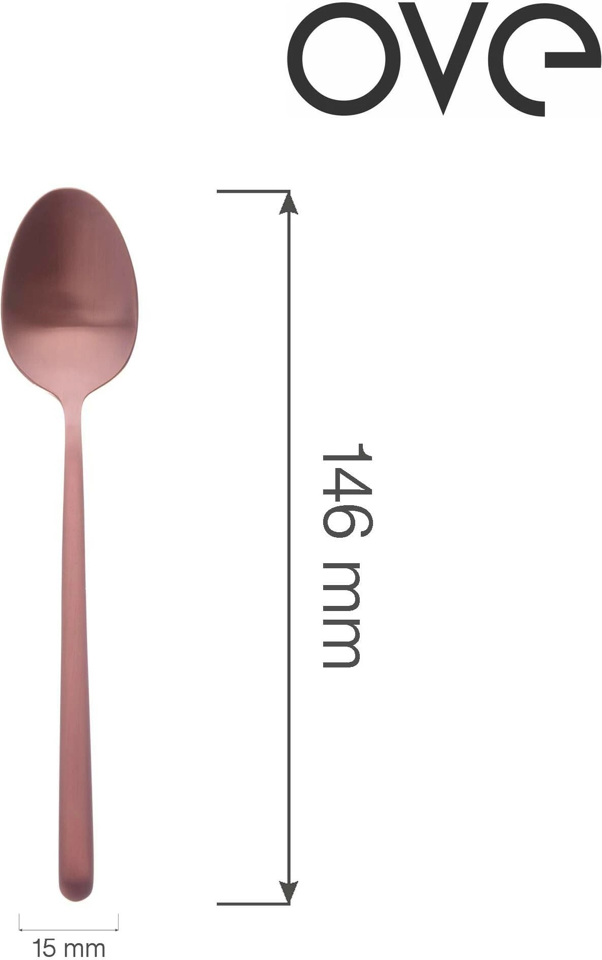 Lugë çaji OVE Amarone Bronze 146 mm, çelik inox 18/10, set 12 copë, ngjyrë bakri