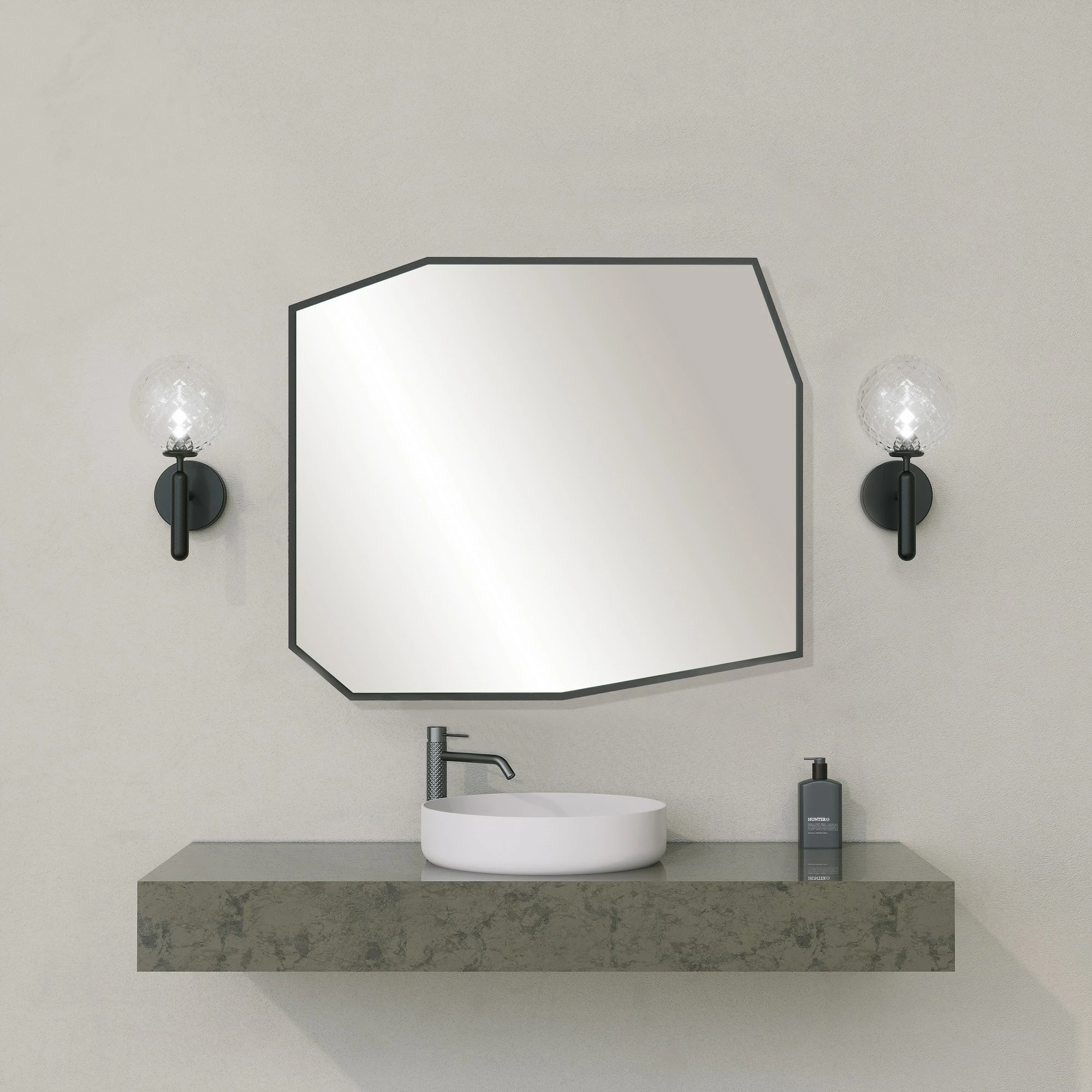 Pasqyrë dekorative, ngjyrë e zezë, Skye Decor, Quartz