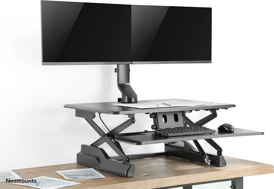 Mbajtës tavoline Neomounts FPMA-D860DBLACK, 2 ekrane, 27", i zi