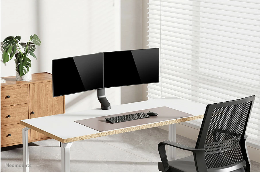 Mbajtës tavoline Neomounts FPMA-D860DBLACK, 2 ekrane, 27", i zi