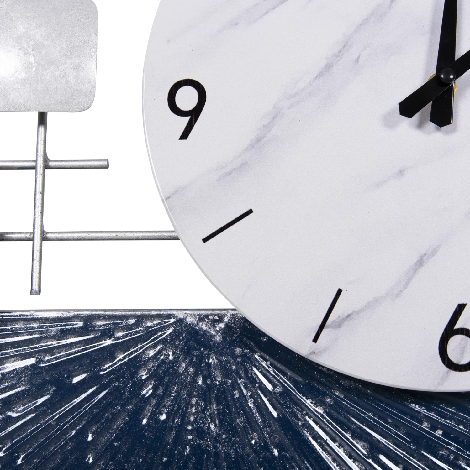 Orë muri metalike FH4209, e bardhë me tregues dhe numra të zinj, 92x51H cm