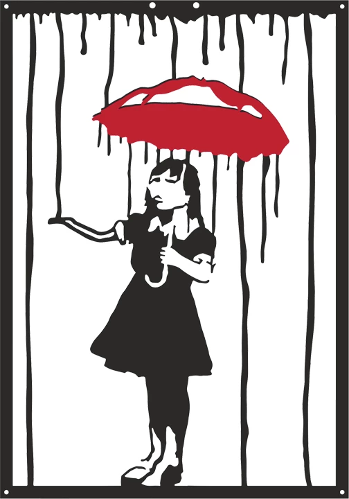 Dekor muri Raino, metal i zi, 35x1.5x50cm