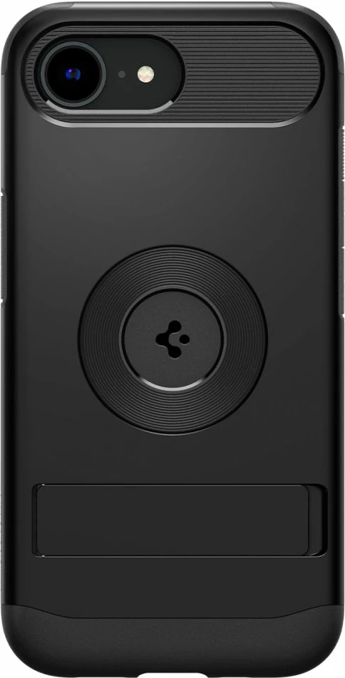 Mbështjellës Spigen Slim Armor MagSafe për iPhone 16e, me kickstand, MagSafe, TPU + polikarbonat, zi