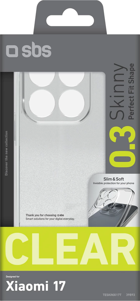 Mbështjellës SBS Skinny Cover për Xiaomi 17, TPU, transparent