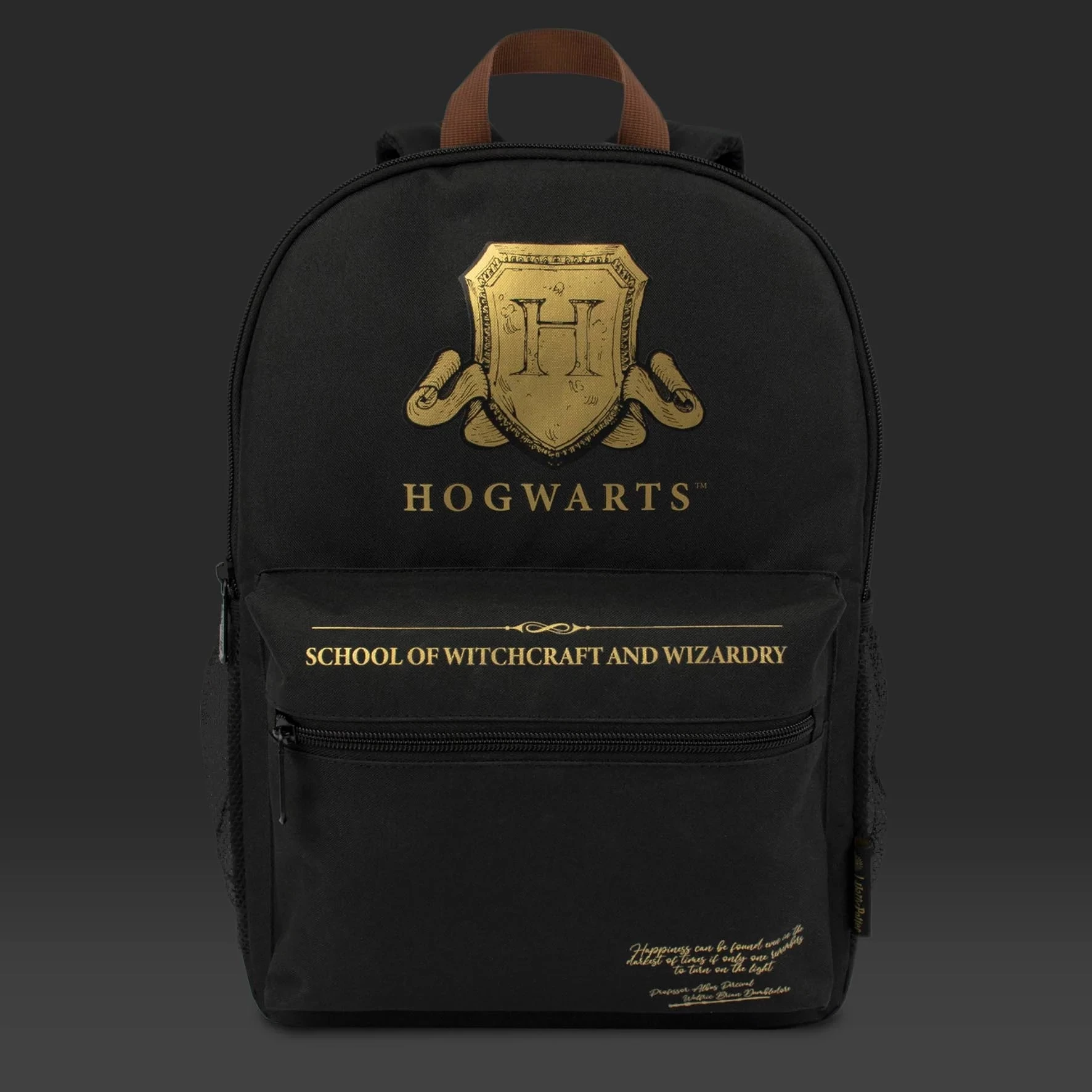 Çantë shpine BLUE SKY Harry Potter Core "Hogwarts Shield", me xhep përpara me zinxhir dhe 2 xhepa anësorë rrjetë, e zezë