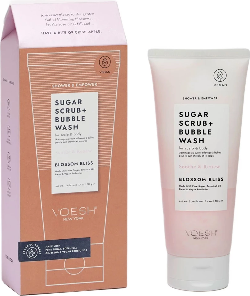 Scrub + Bubble Wash për trup dhe skalp VOESH Blossom Bliss 210g uniseks