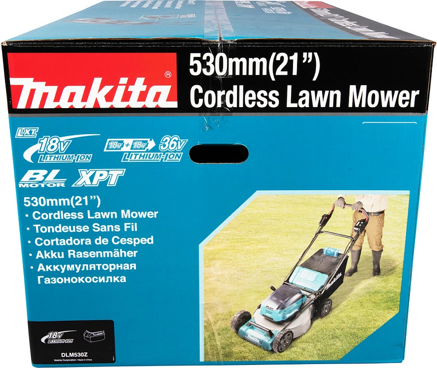 Kositëse bari me bateri Makita DLM530Z, 18V, 53 cm, 60 L, 4x4, Brushless, e zezë/blue