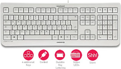 Tastierë Cherry KC 1000 me kabllo, CH layout, bardhë/gri