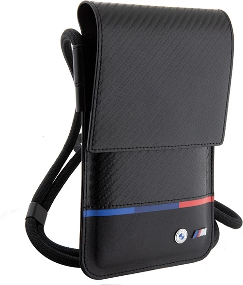 Çantë portofol BMW Carbon Tricolor Line, për celular, e zezë