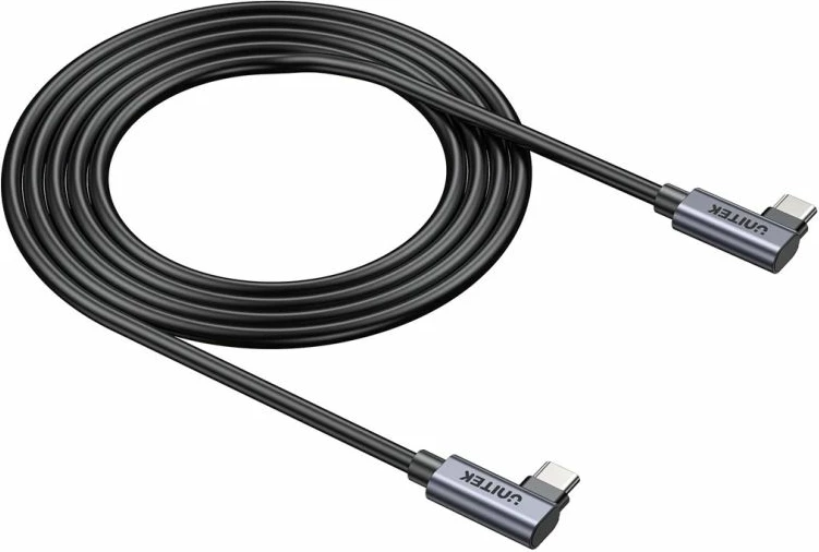 Kabllo USB-C Unitek 90°/90° PD 100W 1m, e zezë