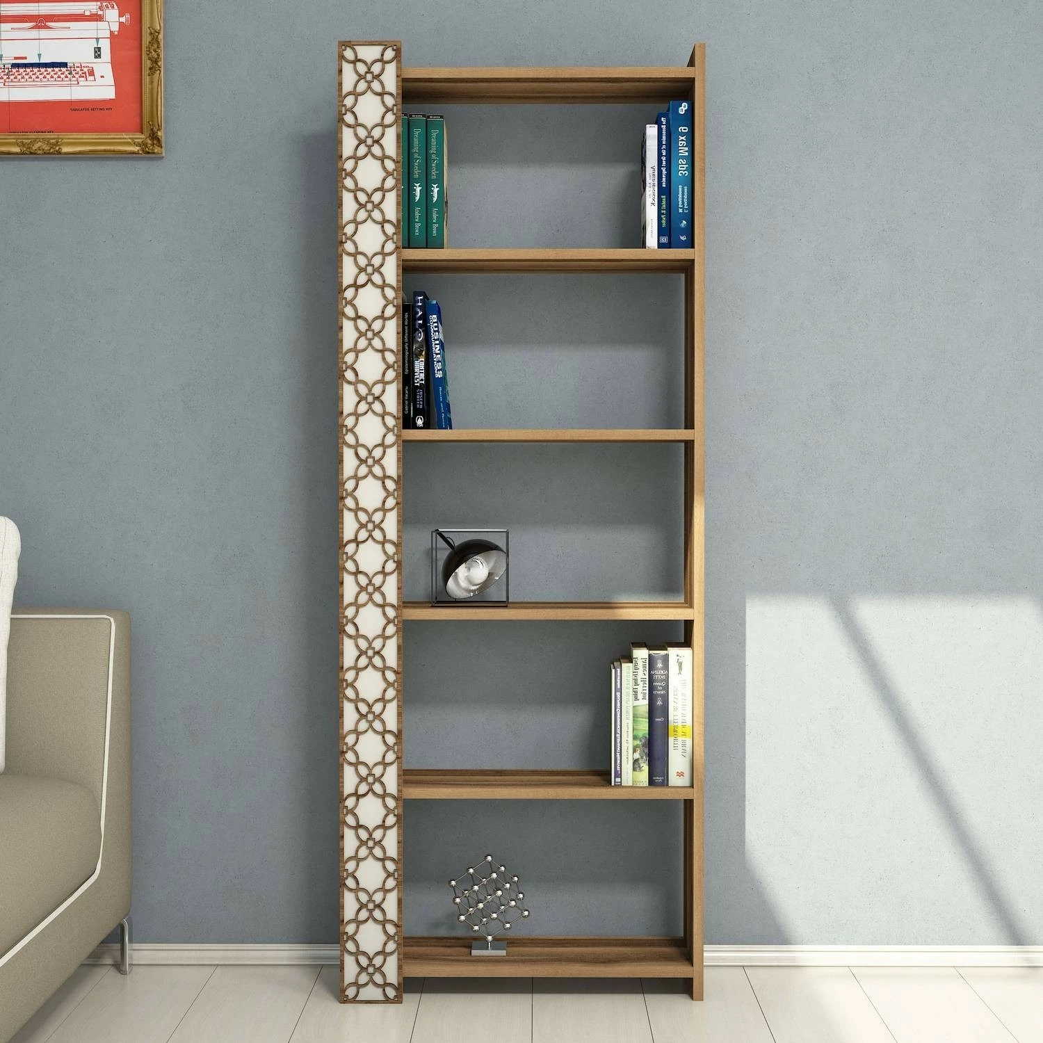 Raft librash Hanah Home, City, ngjyrë arre dhe krem