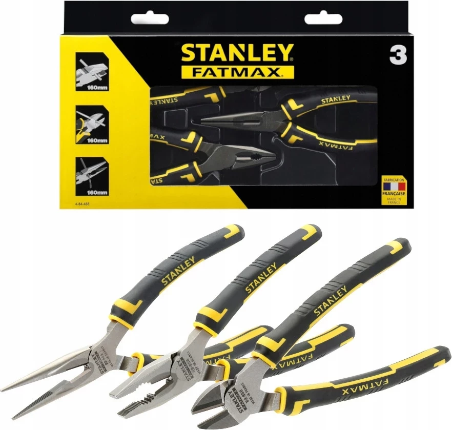 Set pincash izolume 1000V Stanley FatMax Maxsteel 4-84-488 3 copë, verdhë/zi